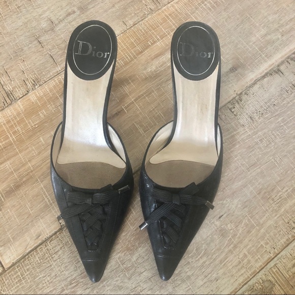 Dior Shoes - Dior black leather vintage mule 6.5